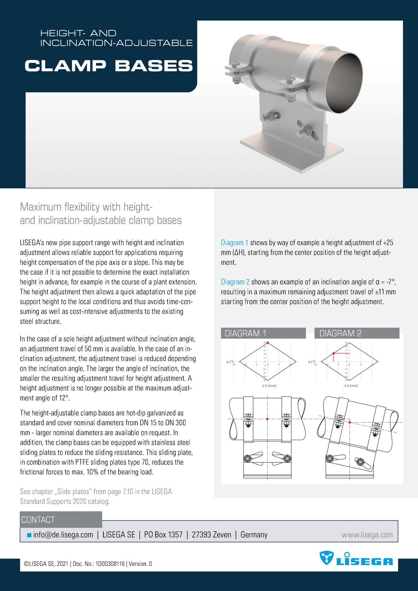 Height adjustable Clamp Base LISEGA SE LISEGA SE